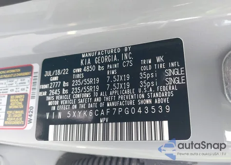 2023 Kia Sportage X-Line z USA, uszkodzony, nr VIN 5XYK6CAF7PG043539